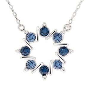 Dainty Wreath Pendant Necklace with Montana and Indian Sapphire Crystals
